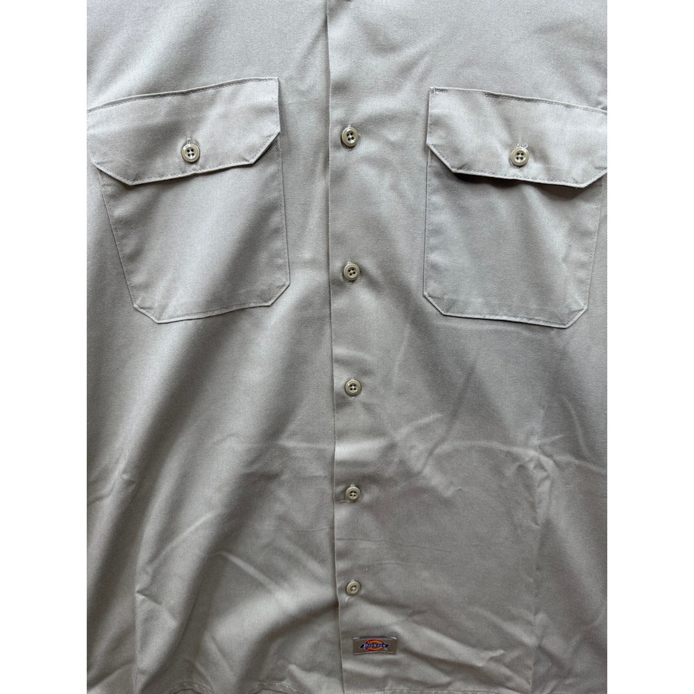 Dickies Mens Khaki Short Sleeve Work‎ Shirt Button Up Size L - Picture 3 of 10